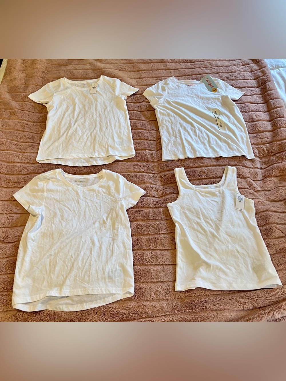 Old Navy & Cat & Jack White Basics Short Sleeve Tees & Tank 4-Pack Girls’ M (8)